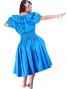 Hula Frilled Collar & Puff Sleeve Blouse & Pa'u Skirt Set-Up / Blue / G1671bl