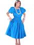 Hula Frilled Collar & Puff Sleeve Blouse & Pa'u Skirt Set-Up / Blue / G1671bl
