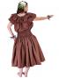Hula Frilled Collar & Puff Sleeve Blouse & Pa'u Skirt Set-Up / Brown / G1671br