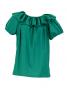 Hula Frilled Collar & Puff Sleeve Blouse & Pa'u Skirt Set-Up / Green / G1671g