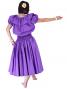 Hula Frilled Collar & Puff Sleeve Blouse & Pa'u Skirt Set-Up / Violet / G1671v