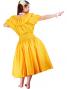 Hula Frilled Collar & Puff Sleeve Blouse & Pa'u Skirt Set-Up / Yellow / G1671y