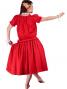 Hula Puff Sleeve Blouse & Pa'u Skirt Set-Up / Red / G1669r