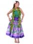 Hula Double & Reversible Pau Skirt with Lehua Print / Egg Plant / G1756