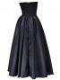 Strapless Shantung Dress with Lehua Embroidery / Black / G1774b