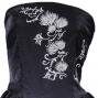 Strapless Shantung Dress with Lehua Embroidery / Black / G1774b