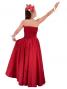 Strapless Shantung Dress with Lehua Embroidery / Red / G1774r