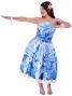 Hula Drape Midi Dress with Bird of Paradise / Blue  / G1777bl