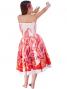 Hula Drape Midi Dress with Bird of Paradise / Red  / J1777r