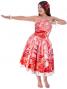 Hula Drape Midi Dress with Bird of Paradise / Red  / J1777r