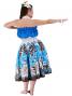 Hula Pa'u Skirt with Hibiscus Print / Blue / G1790