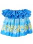 Tahitian Skirt with Lily & Lehua Print / Blue / J1858