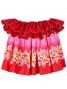 Tahitian Skirt with Lily & Lehua Print / Red / G1859