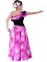 Hula One Shoulder Dress with Velvet & Plumeria Print / Pink / G1882pi