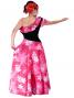 Hula One Shoulder Dress with Velvet & Plumeria Print / Red / G1882r