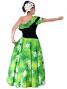 Hula One Shoulder Dress with Velvet & Plumeria Print / YellowGreen / G1882yg