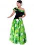 Hula One Shoulder Dress with Velvet & Plumeria Print / YellowGreen / G1882yg