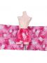 Pareo-like-Skirt with Gradation Plumeria Print / Red / G1914r