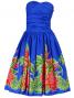 Hula Midi Dress with Torch Ginger Print / Blue / J1958bl