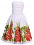 Hula Midi Dress with Torch Ginger Print / White / J1958w