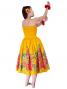Hula Midi Dress with Torch Ginger Print / Yellow / G1958y