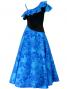 Hula One Shoulder Dress with Velvet & Orchid Print / Blue / G1967bl