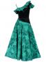 Hula One Shoulder Dress with Velvet & Orchid Print / Green / G1967g