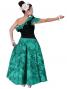 Hula One Shoulder Dress with Velvet & Orchid Print / Green / G1967g