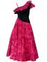 Hula One Shoulder Dress with Velvet & Orchid Print / Red / G1967r