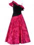 Hula One Shoulder Dress with Velvet & Orchid Print / Red / G1967r