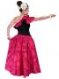 Hula One Shoulder Dress with Velvet & Orchid Print / Red / G1967r