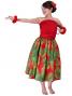 Hula Pa'u Skirt with a cord / Monstera / Red / J2021r