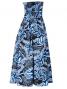 Hula Strapless Dress with Plumeria Print / Black & Blue  / G2045bbl