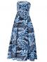 Hula Strapless Dress with Plumeria Print / Black & Blue  / G2045bbl