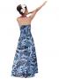 Hula Strapless Dress with Plumeria Print / Black & Blue  / G2045bbl