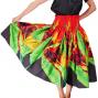 Hula Pa'u Skirt with Bird of Paradise Print / Red /J2094
