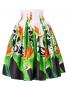 Hula Pa'u Skirt with Bird of Paradise Print / White /G2098