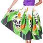 Hula Pa'u Skirt with Bird of Paradise Print / White /G2098