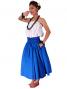 Hula Double & Reversible Pau Skirt with Hibiscus  Print / Royal Blue / G2190