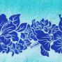 Hula Double & Reversible Pau Skirt with Hibiscus  Print / Royal Blue / G2190