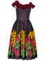 Hula Midi Dress with Lehua Print / Black / G2197b
