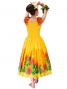 Hula Midi Dress with Lehua Print / Yellow / G2197y