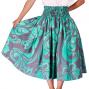 Hula Pa'u Skirt with Hibiscus Print / Gray & Green /G2231