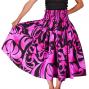 Hula Pa'u Skirt with Hibiscus Print / Black & Pink /G2233