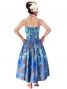 Hula Midi Dress with Hibiscus Print / Gray & Blue / G2258gbl