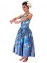 Hula Midi Dress with Hibiscus Print / Gray & Blue / G2258gbl