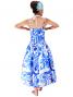 Hula Midi Dress with Hibiscus Print / White & Blue / G2258wbl