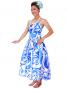 Hula Midi Dress with Hibiscus Print / White & Blue / G2258wbl