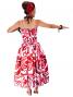 Hula Midi Dress with Hibiscus Print / White & Red / G2258wr