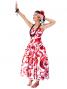 Hula Midi Dress with Hibiscus Print / White & Red / G2258wr